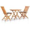 Image de Vidaxl Ensemble De Bistro 3 Pcs Avec Coussins Gris Bois De Teck Massif