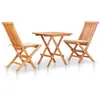 Image de vidaXL Ensemble de bistro 3pcs avec coussins crème Bois de teck massif