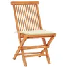 Image de Vidaxl Ensemble De Bistro 3pcs Avec Coussins CrÃ¨me Bois De Teck Massif