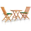Image de vidaXL Ensemble de bistro 3 pcs avec coussins vert Bois de teck massif