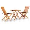 Image de vidaXL Ensemble de bistro 3pcs avec coussins taupe Bois de teck massif