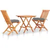 Image de Vidaxl Ensemble De Bistro 3 Pcs Avec Coussins Gris Bois De Teck Massif