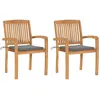 Image de Vidaxl Chaises De Jardin 2 Pcs Avec Coussins Gris Bois De Teck Massif