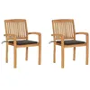 Image de vidaXL Chaises de jardin lot de 2 et coussins taupe Bois teck massif