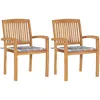 Image de vidaXL Vidaxl Chaises De Jardin 2 Pcs Avec Coussins À Carreaux Gris Teck