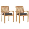 Image de vidaXL Chaises de jardin lot de 2 et coussins anthracite Bois de teck