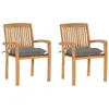 Image de vidaXL Chaises de jardin lot de 2 et coussins gris Bois de teck massif