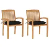 Image de Vidaxl Chaises De Jardin 2 Pcs Avec Coussins Noir Bois De Teck Massif