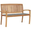 Image de Vidaxl Banc De Jardin Empilable Et Coussin 128,5cm Bois De Teck Massif