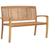 Image de Vidaxl Banc De Jardin Empilable Et Coussin 128,5cm Bois De Teck Massif