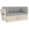 Image de vidaXL Vidaxl Canapé Palette À 2 Places De Jardin Avec Coussins Bois D'épicéa