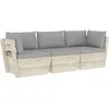 Image de vidaXL Vidaxl Canapé Palette À 3 Places De Jardin Avec Coussins Bois D'épicéa