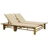 Image de vidaXL Chaise longue pour 2 personnes avec coussins Bambou3063948