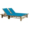 Image de vidaXL Vidaxl Chaise Longue Pour 2 Personnes Avec Coussins Bambou