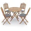 Image de Vidaxl Mobilier Ã DÃ®ner D'extÃ©rieur Pliable 5 Pcs Avec Coussins Bambou