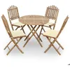 Image de vidaXL Mobilier à dîner d'extérieur pliable 5 pcs avec coussins Bambou