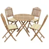 Image de vidaXL Vidaxl Mobilier À Dîner D'extérieur Pliable 5 Pcs Avec Coussins Bambou