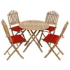 Image de vidaXL Mobilier à dîner d'extérieur pliable 5 pcs avec coussins Bambou