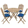 Image de vidaXL Mobilier à dîner d'extérieur pliable 5 pcs avec coussins Bambou