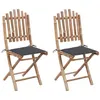 Image de vidaXL Chaises pliables de jardin lot de 2 avec coussins Bambou