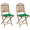 Image de vidaXL Chaises pliables de jardin lot de 2 avec coussins Bambou