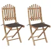 Image de vidaXL Chaises pliables de jardin lot de 2 avec coussins Bambou