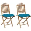 Image de vidaXL Chaises pliables de jardin lot de 2 avec coussins Bambou3064006