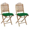 Image de vidaXL Chaises pliables de jardin lot de 2 avec coussins Bambou3064007