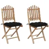 Image de vidaXL Chaises pliables de jardin lot de 2 avec coussins Bambou3064009