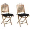 Image de Vidaxl Chaises Pliables De Jardin 2 Pcs Avec Coussins Bambou