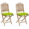 Image de vidaXL Chaises pliables de jardin lot de 2 avec coussins Bambou