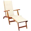 Image de vidaXL Chaise longue d'extérieur repose-pied et coussin Acacia solide3064016
