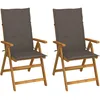 Image de vidaXL Vidaxl Chaises Inclinables De Jardin 2 Pcs Avec Coussins Bois D'acacia