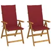 Image de vidaXL Chaises inclinables de jardin lot de 2 et coussins Bois acacia
