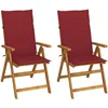 Image de vidaXL Vidaxl Chaises Inclinables De Jardin 2 Pcs Avec Coussins Bois D'acacia