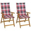 Image de vidaXL Chaises inclinables de jardin lot de 2 et coussins Bois acacia