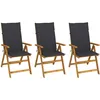 Image de vidaXL Vidaxl Chaises Pliables De Jardin 3 Pcs Avec Coussins Bois D'acacia
