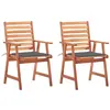 Image de vidaXL Chaises à manger d'extérieur lot de 2 et coussins Acacia massif