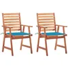 Image de vidaXL Chaises à manger d'extérieur lot de 2 et coussins Acacia massif