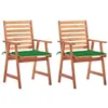 Image de vidaXL Chaises à manger d'extérieur lot de 2 et coussins Acacia massif3064325