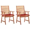 Image de vidaXL Chaises à manger d'extérieur lot de 2 et coussins Acacia massif3064326