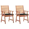 Image de vidaXL Chaises à manger d'extérieur lot de 2 et coussins Acacia massif