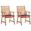 Image de vidaXL Chaises à manger d'extérieur lot de 2 et coussins Acacia massif3064328