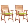 Image de vidaXL Vidaxl Chaises À Manger D'extérieur Lot De 2 Et Coussins Acacia Massif