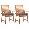 Image de vidaXL Chaises à manger d'extérieur lot de 2 et coussins Acacia massif