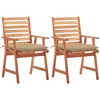 Image de vidaXL Vidaxl Chaises À Dîner D'extérieur 2 Pcs Avec Coussins Acacia Massif