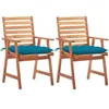 Image de vidaXL Chaises à manger d'extérieur lot de 2 et coussins Acacia massif3064339