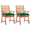 Image de vidaXL Chaises à manger d'extérieur lot de 2 et coussins Acacia massif