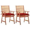 Image de vidaXL Chaises à manger d'extérieur lot de 2 et coussins Acacia massif
