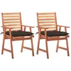 Image de vidaXL Chaises à manger d'extérieur lot de 2 et coussins Acacia massif